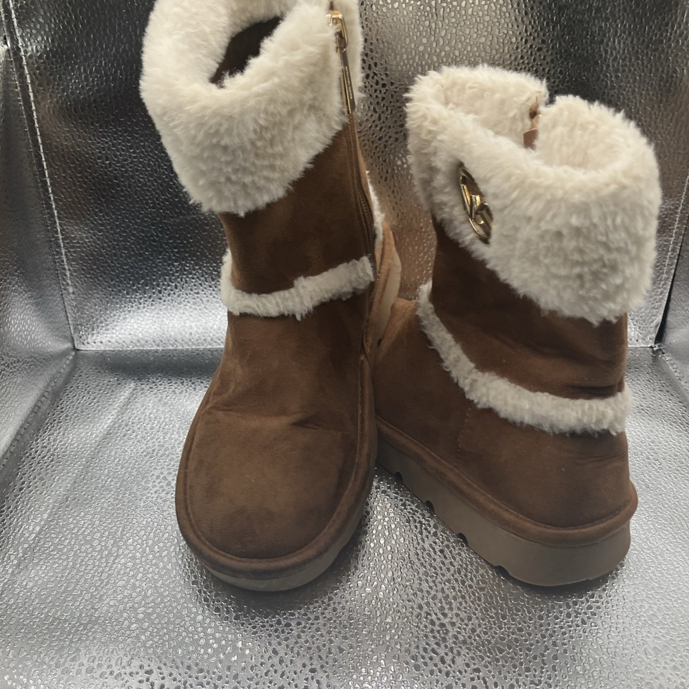 Girls MICHAEL KORS brown boots with faux fur trim Size 1 - Picture 8 of 10